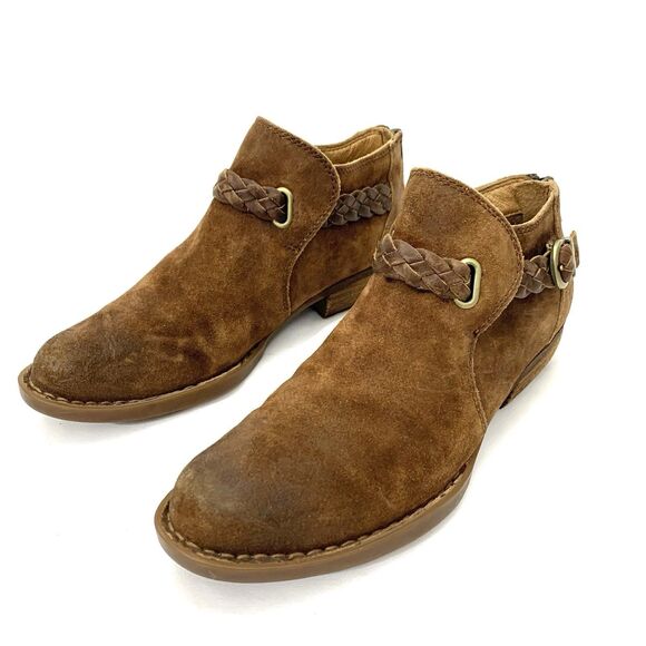 Born Sylvia Distressed Suede Ankle Booties Womens Size 7 M Tobacco Combo Brown - Picture 6 of 13